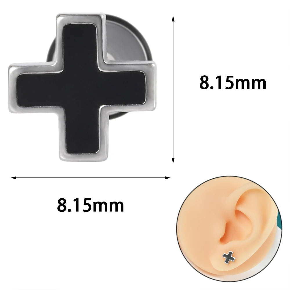 Lunivop 1PC Surgical Steel Punk Hoop/Cross Black Vintage Stud Ring Round Circle Septum Clicker Nose Earring Daith Piercing Body Jewelry