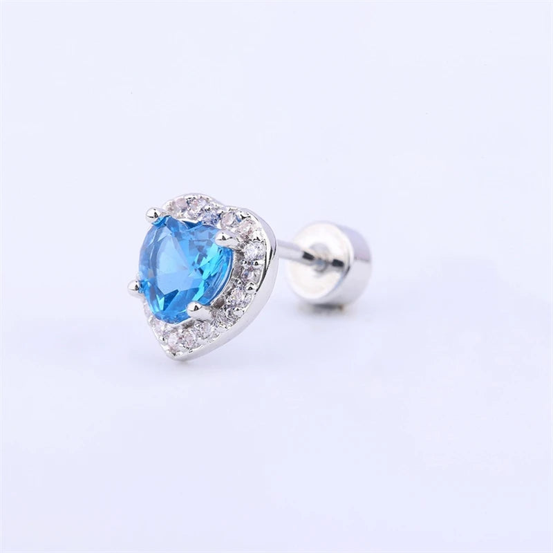 Lunivop Y2K Punk Style Blue Color Zircon 316L Stainless Steel Ear Bone Nail for Women Allergy Prevention Earrings Cochlear Nail Jewelry