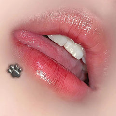 Lunivop  1pc Sweet Cute Bear Paw Lip Stud Stainless Steel Simple Labret Piercing Silver Color Cartilage Ins Fashon Body Jewelry Gifts