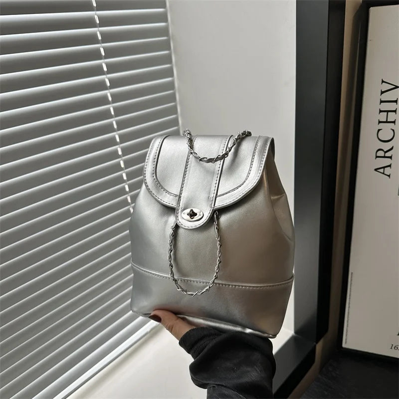 Lunivop  Silver Chain Crossbody Bag Women's Travel Bapa oulder Bag Handbag Soft PU Leather Buet ape Small Size Faionable