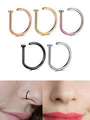 Lunivop  New Curved Barbells Fake Nose Piercing D Shaped Tragus Helix Stud Earring Hoop Septum Stainless Steel Ring Nostril Body Jewelry