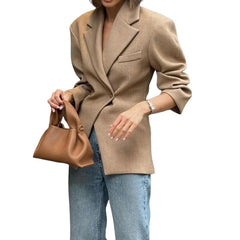 Lunivop  Long Sleeve Women Elegant double-breasted classic Blazer Lady Outerwears Turn-Down Collar Winter Commute Suit Jacket