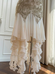 Lunivop  Irregular Chiffon Ribbon Dresses For Women Round Neck Sleeveless High Waist Elegant Dress Female Spring 2025 New