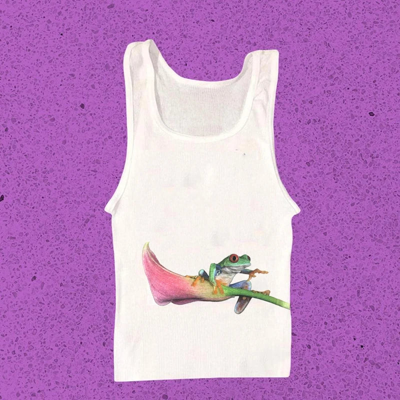 Lunivop Crop Tops Y2k Flower Vintage Top for Women 90s Vintage Clothes Women's Cropped Aesthetic Clothing Trashy  2000s Harajuku Woman