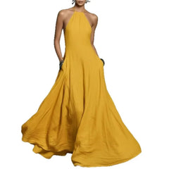 Lunivop  Blue Sleeveless Prom Dresses Halter Pleated Wedding Party Dress For Women Formal Gowns Floor Length Gala