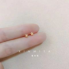 Lunivop  Needles Gold Color Simple Small Butterfly Stud Earrings for Women Hypoallergenic Daily Wear Ear Girls Pierc Gifts