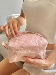 Lunivop  Sweet Floral Pink Chic Makeup Bag Women Zipper Student Pencil Bags Female Vintage High Quality Preppy Style Cute Mini Bags Y2K