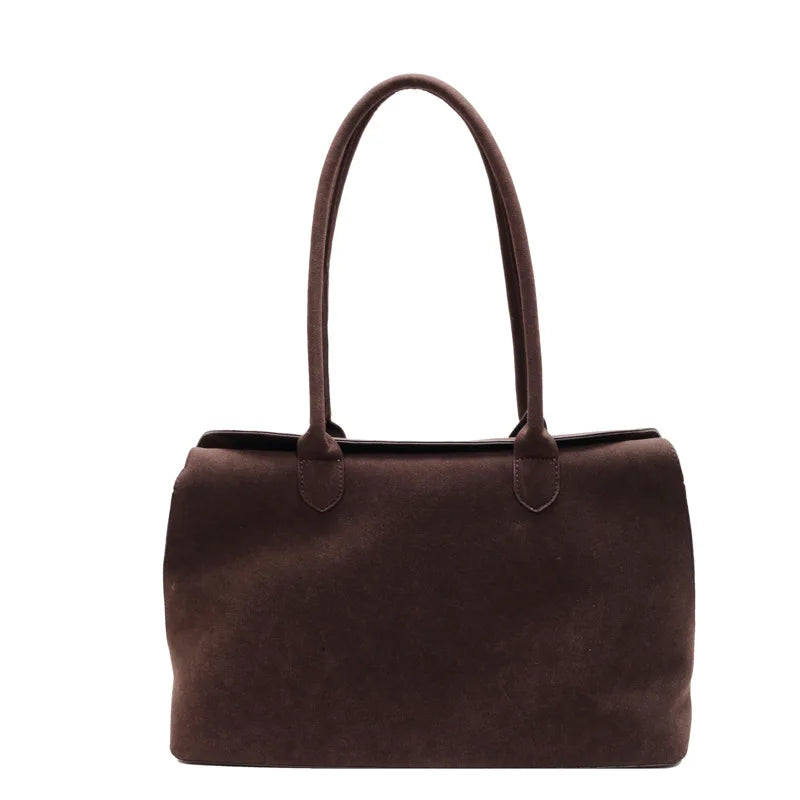 Lunivop  Classic Faux Suede Handbags Women England Style Elegant Shoulder Bags Big Solid Designer Casual Totes Lady Retro Female Packages