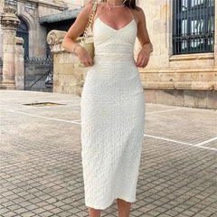 Lunivop   Elegant Strapless Halter Dress Women Sexy Low-cut Backless Texture Dresses Summer Y2K Slim Bandage Streetwear Robe