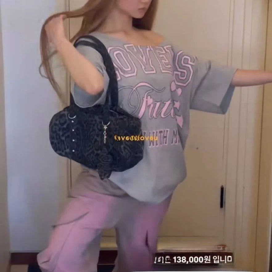 Lunivop   Expireirl Camouflage Leopard Print oulder Bag Faionable Underarm Bag with Star Design for Young Women Korean Sle