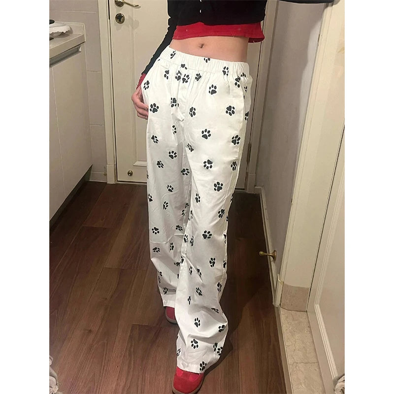 Lunivop Kawaii Wide Leg Pants Women Japanese Y2k Style Cute White Baggy Trousers Harajuku Korean Fashion Pantalones Summer New