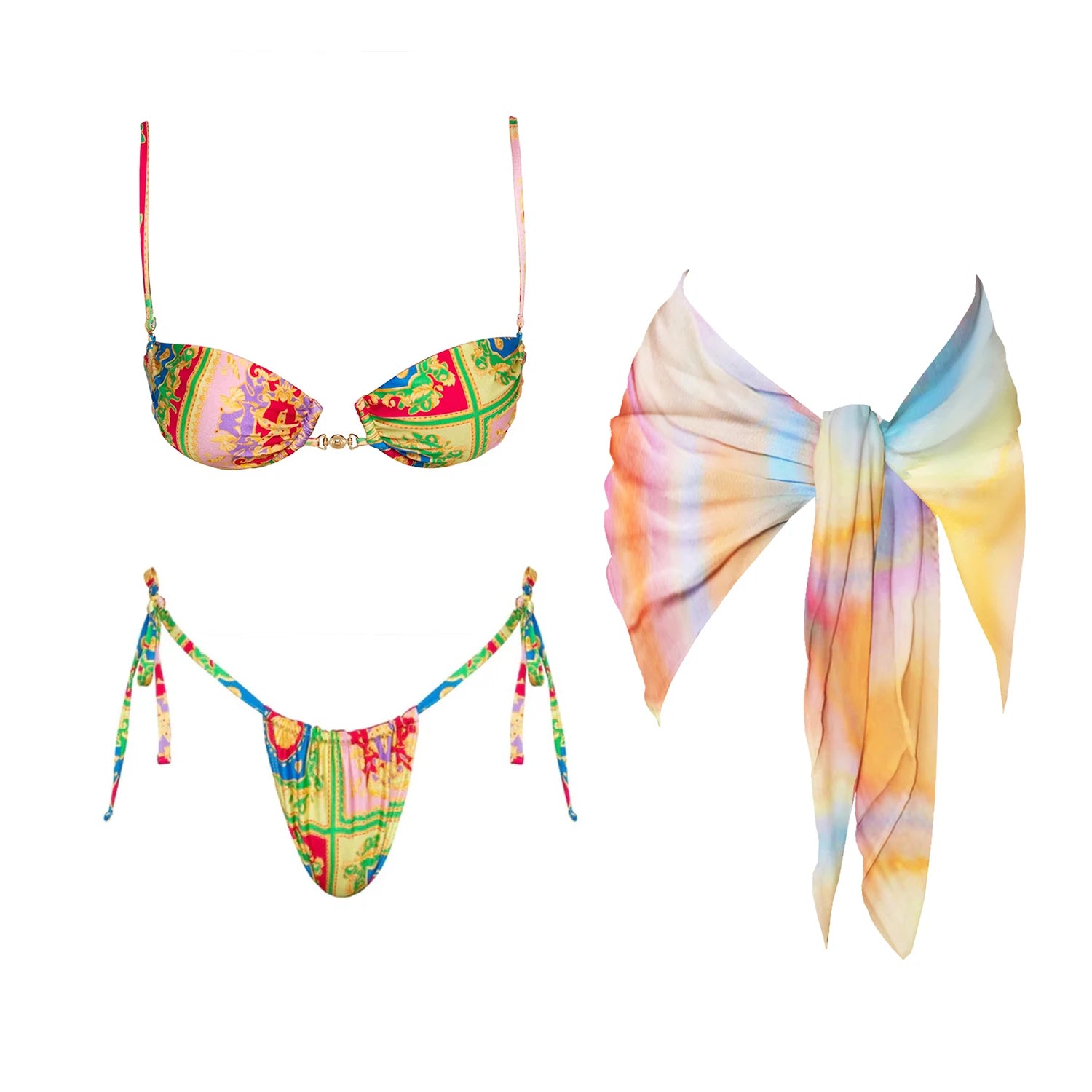 Lunivop   Sexy Printed Bikini 2025 Women Swimsuit Push Up Swimwear Female Bandeau Biquini Halter Bathing Suit Summer Bodysuit Beachwear