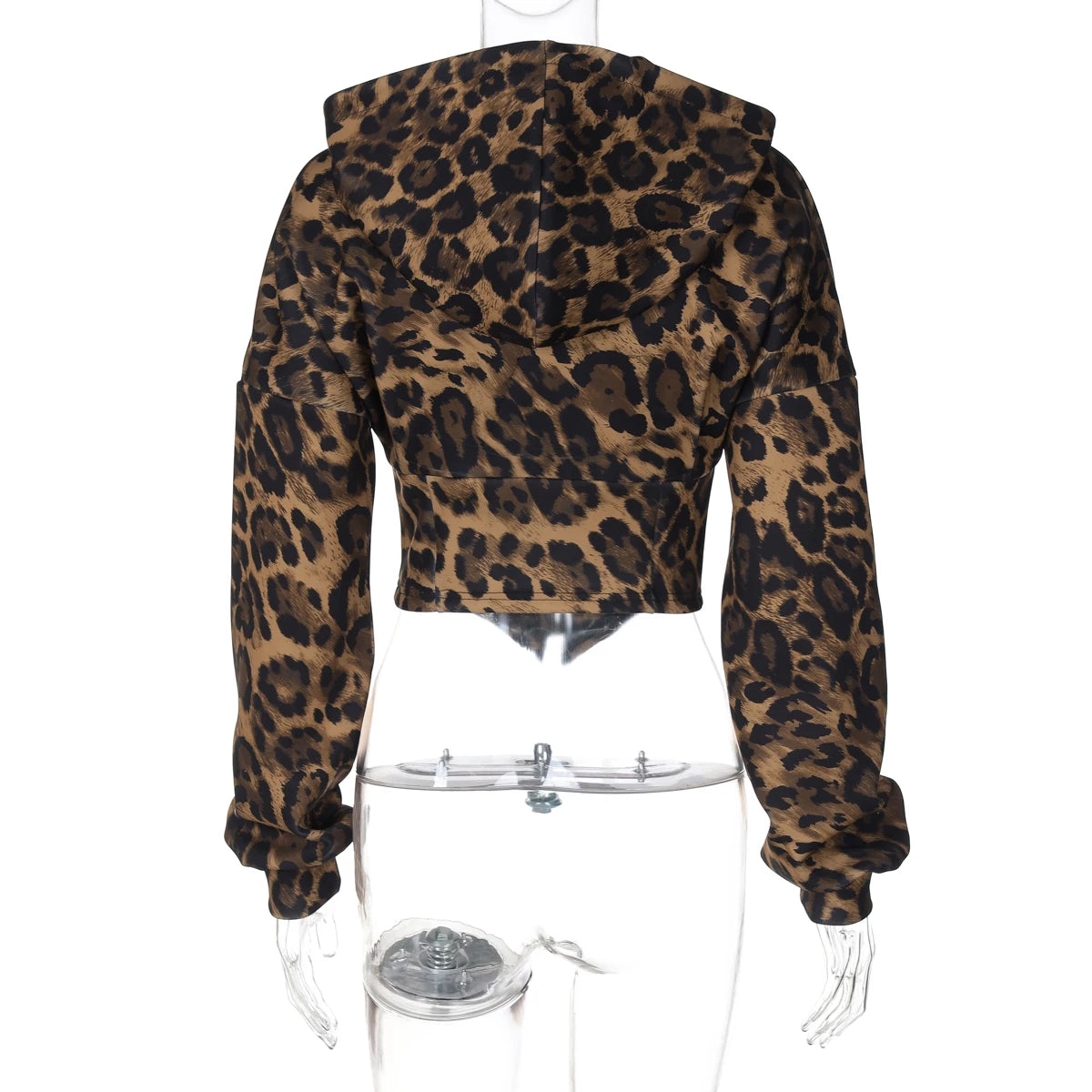 Lunivop Hooded Leopard Print Long Lantern Sleeves Zipper Up Women'S Coats jacket 2024 Y2K Streetwear Casual Clothes Wholesale