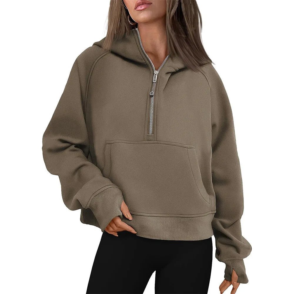Lunivop   Sweatshirts Cropped Hoodies Fleece Womens Quarter Zip Up Pullover Sweaters Fall Outfits Winter Clothes