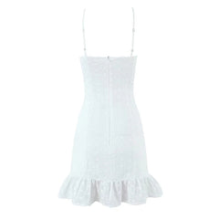 Lunivop  Bow Lace Trim White Sling Mini Sexy Dresses  Sweet Women Elegant A-line Cotton Summer Dress Night Out Robe