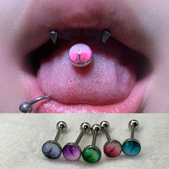 Lunivop Flowering Smudges Magic Eyes Tongue Stud Helix Piercing Sweet Punk stainless steel Tongue Ring Puncture Jewelry for Women