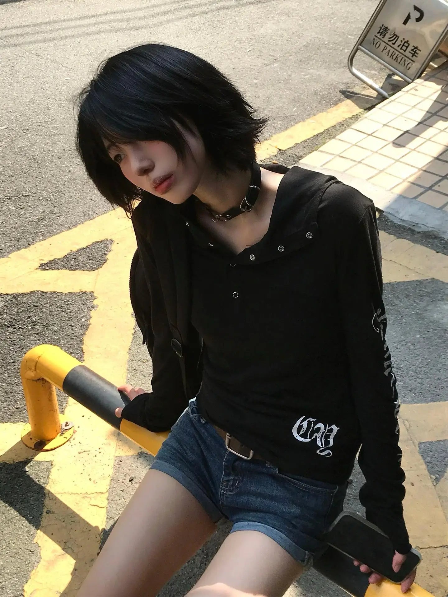 Lunivop American Retro T-shirt Women Hooded Print Graphic Tops Y2k Vintage Tops Streetwear Japanese 2000s Grunge Tops E-girls