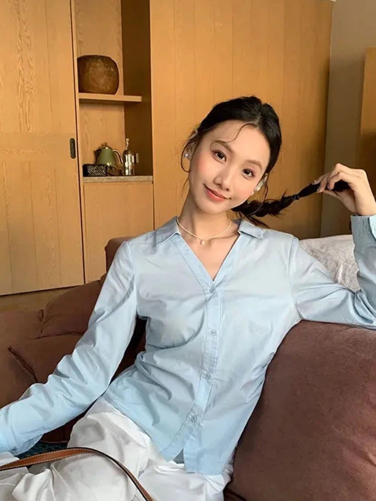 Lunivop Back Lace Hollow Out Shirt Women Elegant Fashion Long Sleeve Design Blouse Korean Sweet Slim Sexy Patchwork Lady White Tops