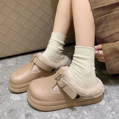 Lunivop Winter Women Shoes Keep Warm Clogs EVA Cotton Shoes Soft Plush Slippers Platform Home Flip Flop Slipper Shoes for Women