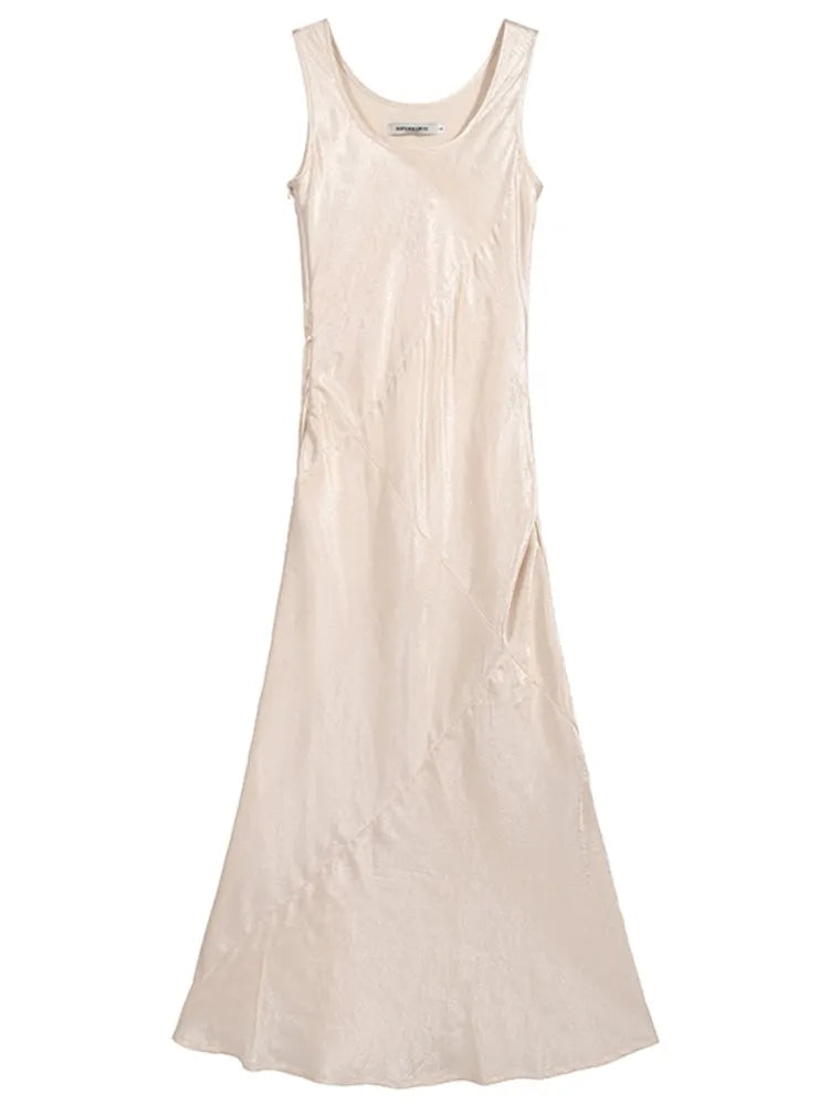 Lunivop New Satin Solid Elegant Chic Mermaid Dresses Spring SummerSleeveless Bodycon Slim Wasit Evening Wedding  Party Woman Dress