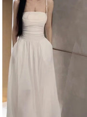 Lunivop  Summer Fashion Elegant Backless Print Slip Dress Female Long Sexy Evening Party Vacation Pleated Dresses Chic Boho Vintage