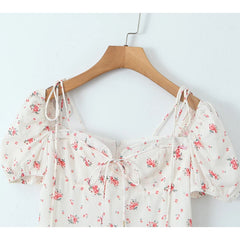 Lunivop  Sexy Off Shoulder Floral Print Sweet Dress Women Short Sleeve A-line Mini Summer Dresses Holiday Robe