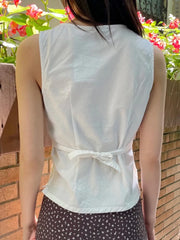 Lunivop  Simple Sexy Deep V-neck Tank Tops Women Summer New Cotton Soft White Lace-up Slim Sleeveless Tees Vintage Streetwear Sweet Vests