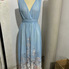 Lunivop  New Fashion Party Dresses Deep V Neck Floral Printing Ruffle Sleeveless A Line Beach Dress High Waisted Summer Sexy Womens Dress