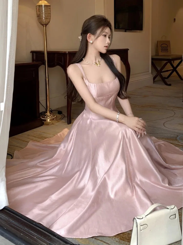 Lunivop  Elegant Princess Womens Dresses Sleeveless Square Collar Wedding Evening Party Dress Fashion A-Line Vestidos Female Clothes New
