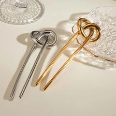 Lunivop  Stainless Steel Gold Color Knot Hair Stick For Women Fashion Metal U-Shaped Glossy Hairpin Hair Jewelry Accessories Gift