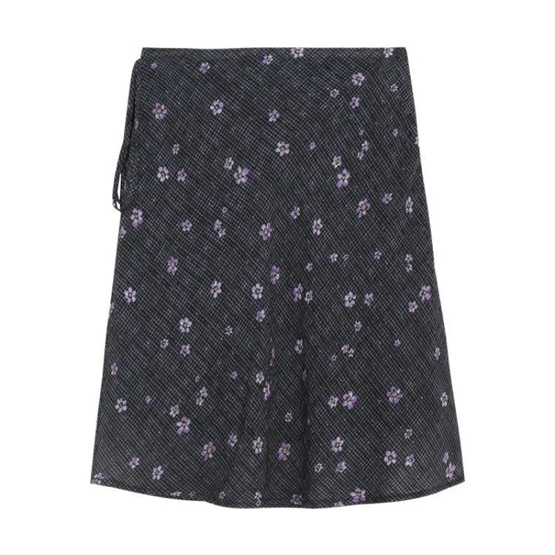 Lunivop Vintage Floral Skirt Women Japanese Style Elegant Sweet Mid Skirt Black Harajuku Y2k Fashion Short Skirts Aesthetics