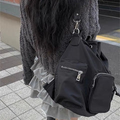 Lunivop   Korean Drawstring Black Tote Bag Women Multifunctional Large Capacity Y2k Mochilas Mujer Ladies Commuter Hot Girl Shoulder Bags