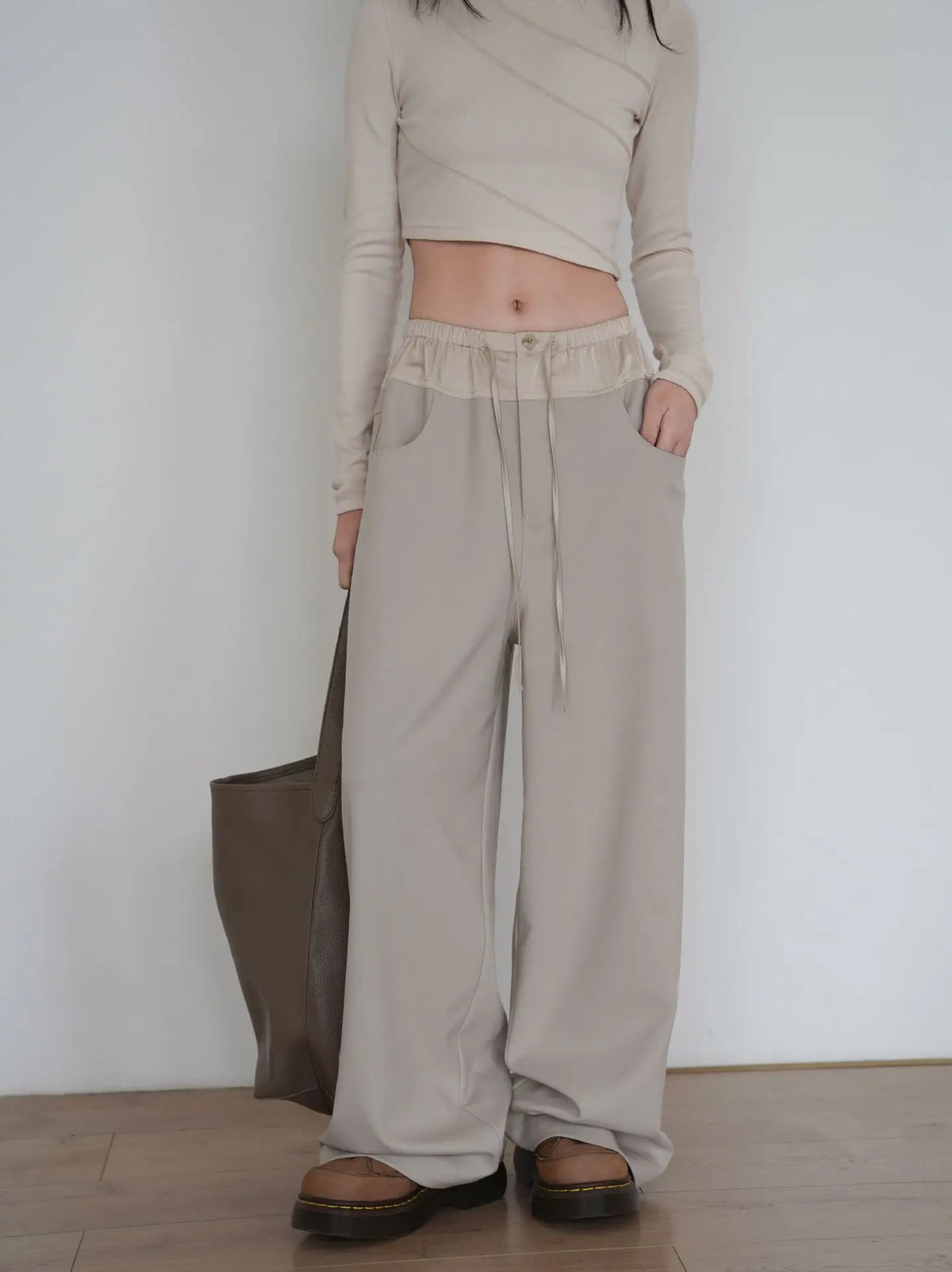 Lunivop  Color Block High Waist Casual Yoga Pants Women's Versatile Fashion Sports Long Trousers Drape Straight Leg Pants Streetwear