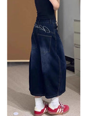 Lunivop  Loose High Waist Wide Leg Seven-Foot American Retro Denim Jeans Women's plus Size Spring Slim Straight Knife Middle Pants