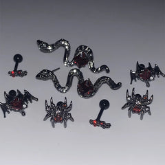 Lunivop New Fashion Gothic Red Zircon Spider Snake Devil Cobweb Earrings for Women Exquisite Stainless Steel Studs Cool Party Jewelry