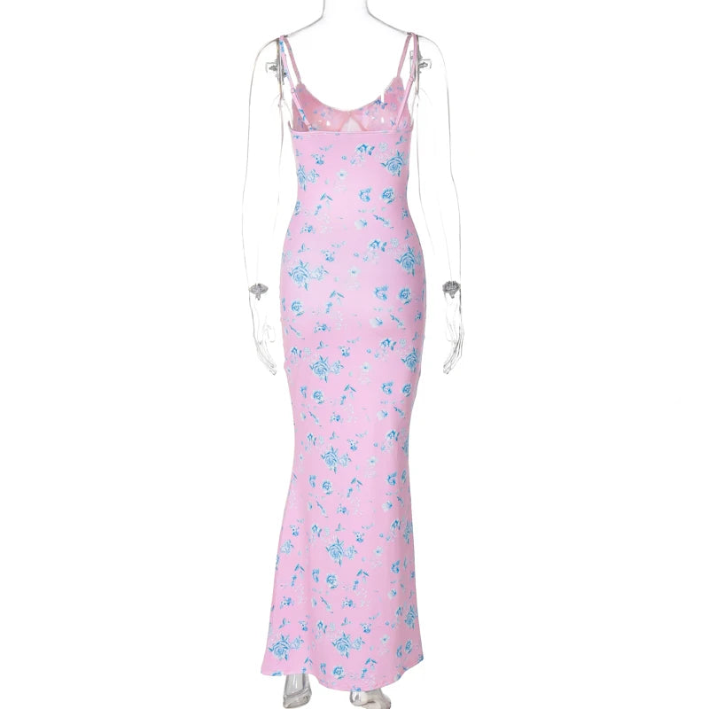 Lunivop Floral Print Sleeveless Bodycon Long Women'S Dresses Summer Vacation Party Y2K Fashion 2024 Casual Clothes