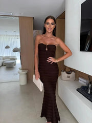 Lunivop  Summer Fashion New Women's Elegant and Sexy V-neck Chest Wrapping Solid Color Long Hip Wrapping Tight Holiday Dress
