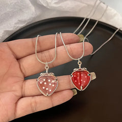 Lunivop Cute Pendant Necklaces For Wome Strawberry New Fashion Korean Sweet Fruit Drop Clavicle Chain Girl Birthday Party Jewelry Gifts