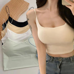 Lunivop Summer Crop Tops Women Sexy Tank Top Grils Lady Ice Silk Seamless Backless Vest Tube Top Underwear Padded Bra Bralette Camisole