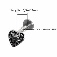Lunivop  1pc Gothic Love Heart Cross Lip Stud Y2K Ins Fashion Balck Gold Color Stainless Steel Labret Piercing Cartilage Body Jewelry