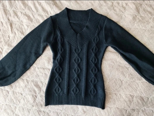 Lunivop  Autumn Winter Fashion Knitted V Neck Long Sleeve Vintage Pullovers Y2k Aesthetic Slim Waist Casual Clothing Harajuku Sweaters