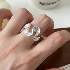 Lunivop New Fashion Silver Irregular Waves Rings for Women Personality Delicate INS Open Adjustable Rings Party Jewelry Gift