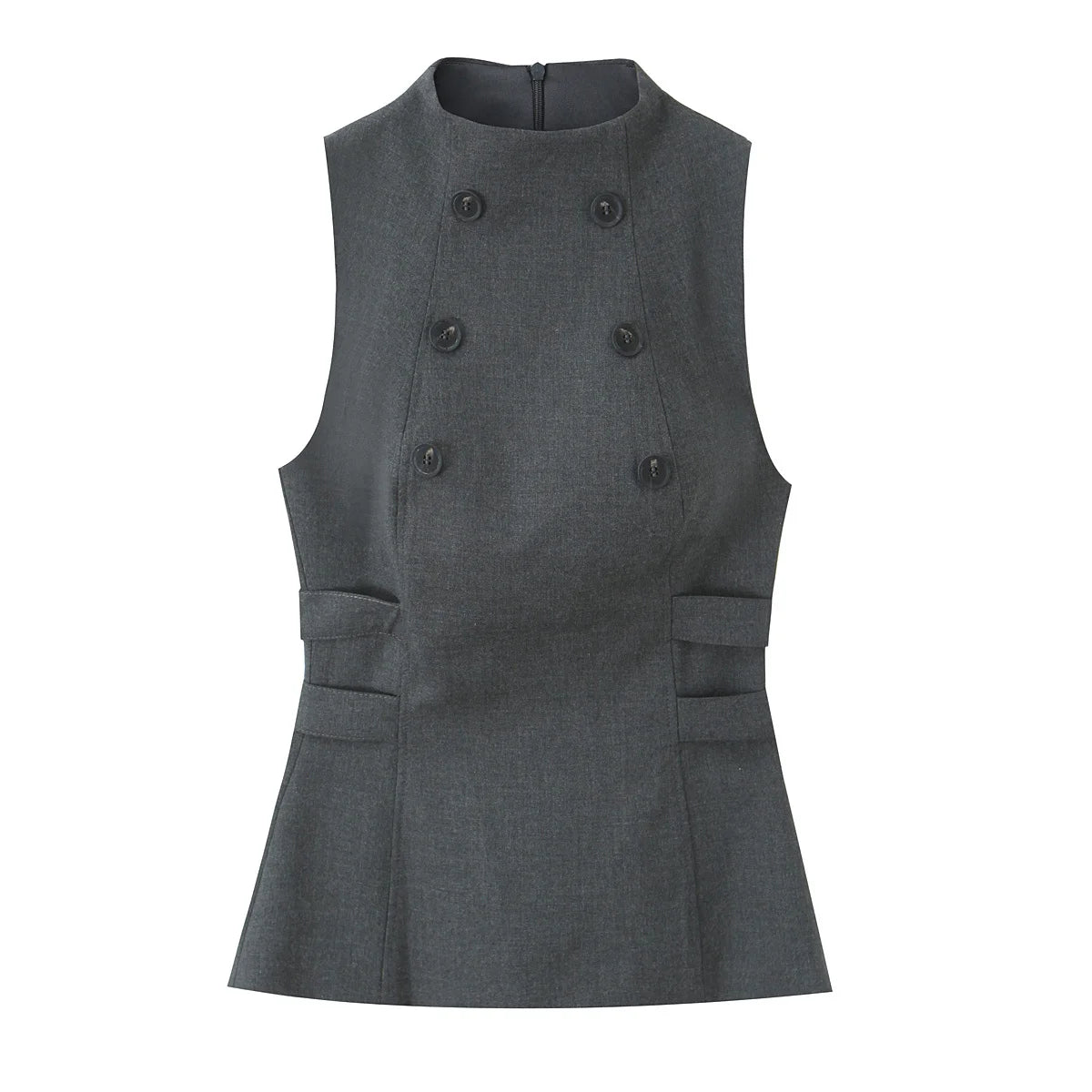 Lunivop  New Fashion Women High Neck Sleeveless Button Top Elegant Chic Lady Tank Tops