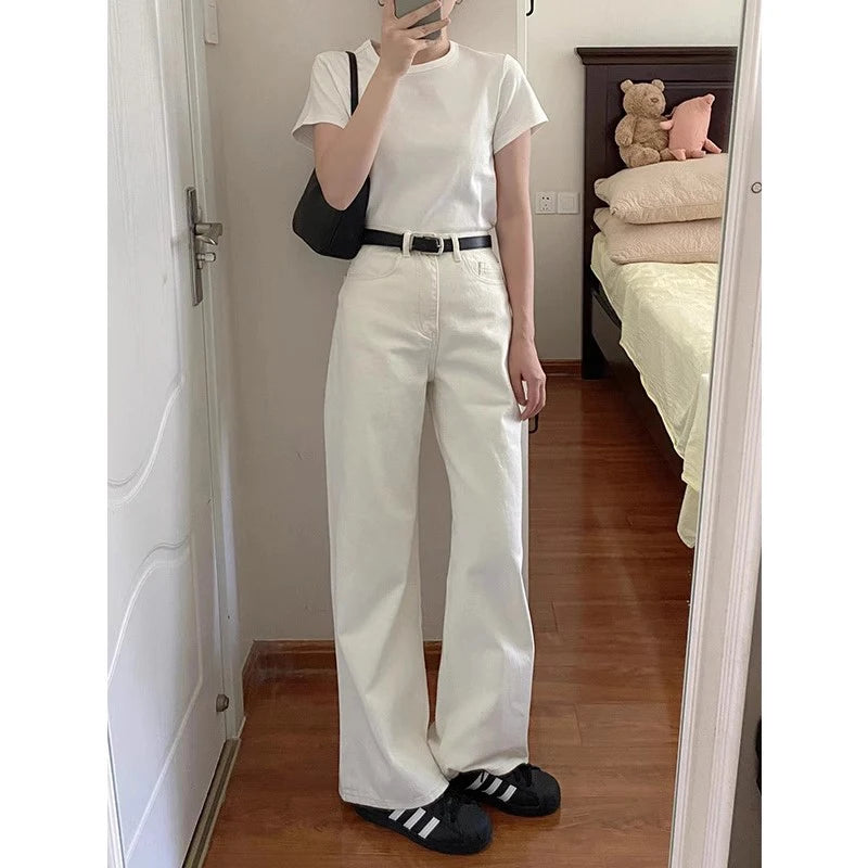 Lunivop  Women's High Waist Wide Leg Jeans Draping Loose Fit Bootcut Trousers Slimming Effect Pear Shape Body Spring New Style plus Size