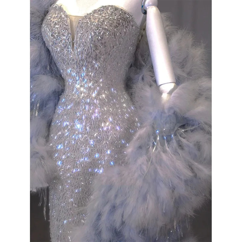 Lunivop Silver banquet fish tail toasting temperament dress