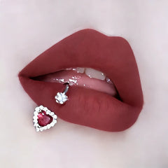 Lunivop  1Pc Trendy Sweet Cool Style Stainless Steel 1.2mm Sparkly Heart Zircon Inlaid C-Ring Lip Stud for Cool Girls Body Piercing Gift