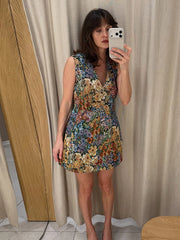 Lunivop  Oil Painting Print Square Neck Slip Dress Sleeveless  A Line Summer Women Bohemian Dress Vintage Casual Ladies Mini Dress