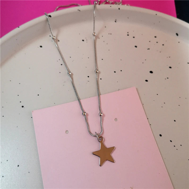 Lunivop Gothic Punk Bow Heart Sun Star Moon Pendant Snake Chain Necklace Men Women Hip Hop Vintage Y2K EMO Grunge Jewelry Accessories