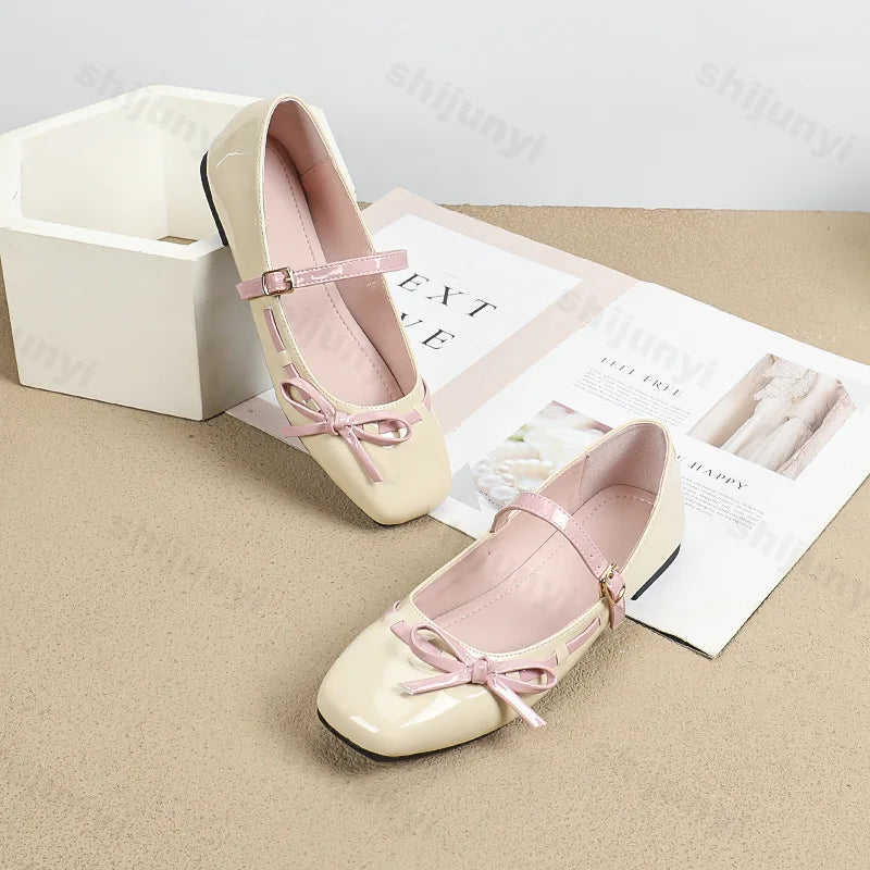 Lunivop Casual Woman Shoes Elegant Female Footwear Bowknot Ballet Flats Round Toe Big Size Dress Ballerinas Mary Jane Shoes for Women