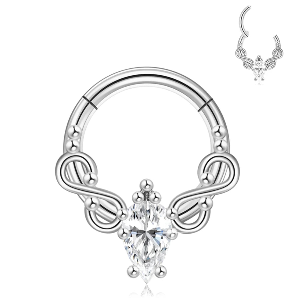 Lunivop  Stainless Steel Hinge Nose Ring, Premium CZ, Hypoallergenic, Easy Clicker, Day to Night Wear, Gift Ready Jewelry